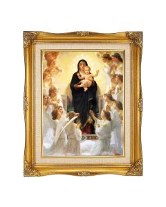  11"x14" Bouguereau: Queen of Angels Textured Art in a 15"x18" Ornate Antiqued Gold Frame with Inner Linen Border
