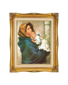 11"x14" Ferruzi: Madonna of the Streets Textured Art in a 15"x18" Ornate Antiqued Gold Frame with Inner Linen Border