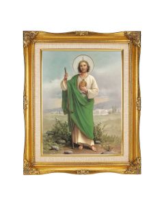 11"x14" St. Jude Textured Art in 15"x18" Ornate Antiqued Gold Frame with Inner Linen Border and 