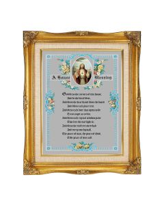 11"x14" House Blessing-SHJ Textured Art in a 15"x18" Ornate Antiqued Gold Frame with Inner Linen Border
