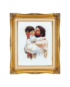 11"x14" Hook: Love Textured Art in a 15"x18" Ornate Antiqued Gold Frame with Inner Linen Border