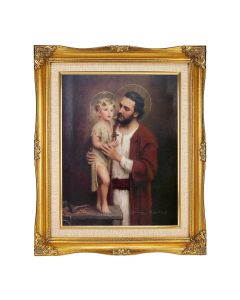 11"x14" Chambers: St. Joseph Textured Art in a 15"x18" Ornate Antiqued Gold Frame with Inner Linen Border