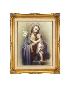 11"x14" St. Joseph Textured Art in a 15"x18" Ornate Antiqued Gold Frame with Inner Linen Border