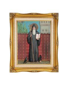 11"x14" Murillo: St. Benedict Textured Art in a 15"x18" Ornate Antiqued Gold Frame with Inner Linen Border