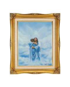 11"x14" Welcome Home-The Reunion Textured Art in a 15"x18" Ornate Antiqued Gold Frame with Inner Linen Border