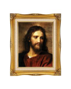 11"x14" Hofmann: Christ at 33 Textured Art in a 15"x18" Ornate Antiqued Gold Frame with Inner Linen Border