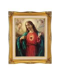 11"x14"  sized S.H.J. Textured Art in a 15"x18" Ornate Antiqued Gold Frame with Inner Linen Border