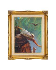 11"x14" Hook: Lost Sheep Textured Art in a 15"x18" Ornate Antiqued Gold Frame with Inner Linen Border