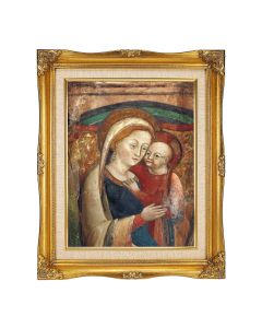 11"x14" O.L. of Good Counsel of Genazzano Italy Textured Art in a 15"x18" Ornate Antiqued Gold Frame with Inner Linen Border