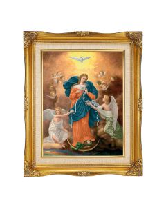11"x14" O.L. Untier of Knots Textured Art. in a 15"x18" Ornate Antiqued Gold Frame with Inner Linen Border 