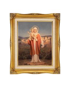 11"x14" Chambers: O.L. of Jerusalem Textured Art in a 15"x18" Ornate Antiqued Gold Frame with Inner Linen Border