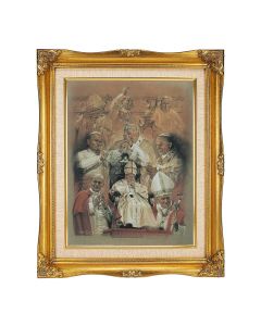 11"x14" Saint John Paul II-Life Textured Art in a 15"x18" Ornate Antiqued Gold Frame with Inner Linen Border and