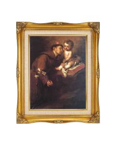 11"x14" Murillo: St. Anthony Textured Art in a 15"x18" Ornate Antiqued Gold Frame with Inner Linen Border