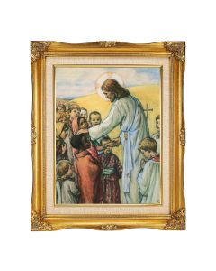 11"x14" Lord of All Nations Textured Art in a 15"x18" Ornate Antiqued Gold Frame with Inner Linen Border