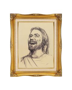 11"x14" Seguara: Joyful Christ Textured Art in a 15"x18" Ornate Antiqued Gold Frame with Inner Linen Border