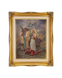 11"x14" St. Joseph Terror of Demons Textured Art in a 15"x18" Ornate Antiqued Gold Frame with Inner Linen Border