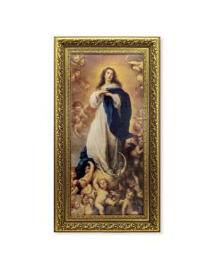 14.5" x 26" Antique Gold Leaf Frame with 10" x 20" Murillo: Immaculate Conception Print