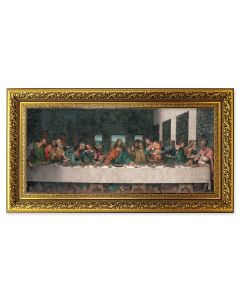 14.5" x 26" Antique Gold Leaf Frame with 10" x 20" Davinci: Last Supper Print