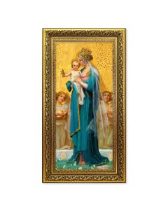 14 1/2" x 26" Antique Gold Leaf Frame with 10" x 20" Vidal: Madonna and Child Print 