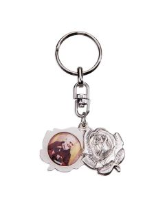 Divine Mercy and Padre Pio Keychain