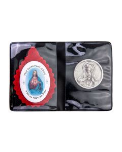 2 1/4" Sacred Heart Badge and Pocket Coin Vinyl Pocket Folder-P65