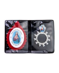 2 1/4" Sacred Heart Badge and Rosary Ring Vinyl Pocket Folder-P65