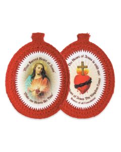 1 7/8" X 2 1/2" Pure Wool Sacred Heart of Jesus Badge