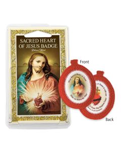 1 7/8" X 2 1/2" Pure Wool Sacred Heart of Jesus Badge in Deluxe Packaging