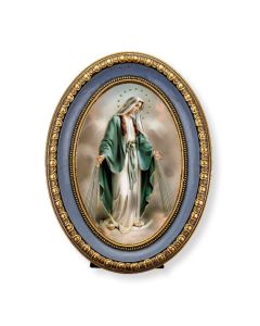 5 1/2" x 7 1/2" Oval Gold-Leaf Frame with a Our Lady of Grace Print-P65