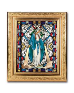 8 1/4" x 10 1/4" Gold Ornate Frame with a 6" x 8" Our Lady of Grace Textured Glass Artwork