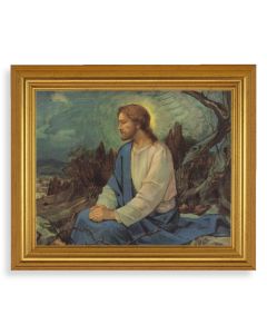 10" x 12" Gold Leaf Finish Beveled Frame with 8" x 10" Meditation in the Garden Textured Art