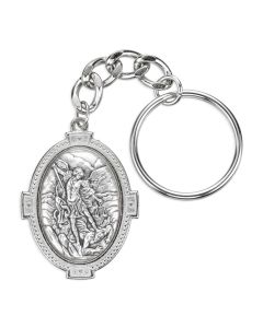 St. Michael Archangel Medal Keychain, Overall 4 3/4"