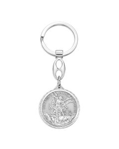 St. Michael Medal Keychain with St Christopher on Reverse Side