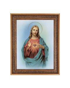 12" x 16" Sacred Heart of Jesus Print in 15.5" x 19.5" Vintage Bronze Acanthus Leaves Frame with Velvet Backing and Plexiglass