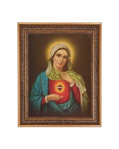 12" x 16" Immaculate Heart of Mary Print in 15.5" x 19.5" Vintage Bronze Acanthus Leaves Frame with Velvet Backing and Plexiglass