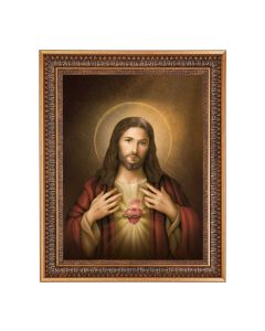 12" x 16" The Sacred Heart of Jesus Print in 15.5" x 19.5" Vintage Bronze Acanthus Leaves Frame with Velvet Backing and Plexiglass