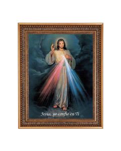 12" x 16" Divine Mercy (Spanish) Print in 15.5" x 19.5" Vintage Bronze Acanthus Leaves Frame with Velvet Backing and Plexiglass