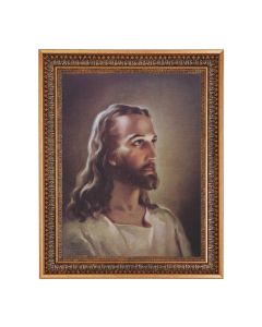 12" x 16" Sallman: Head of Christ Print in 15.5" x 19.5" Vintage Bronze Acanthus Leaves Frame with Velvet Backing and Plexiglass