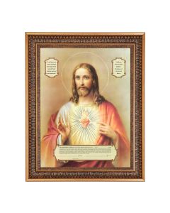 12" x 16" Sacred Heart of Jesus Enthronement Print in 15.5" x 19.5" Vintage Bronze Acanthus Leaves Frame with Velvet Backing and Plexiglass