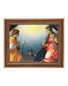 12" x 16" The Annunciation Print in 15.5" x 19.5" Vintage Bronze Acanthus Leaves Frame with Velvet Backing and Plexiglass