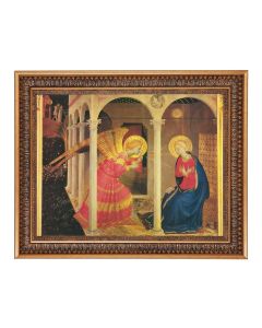 12" x 16" Fra Angelico: The Annunciation Print in 15.5" x 19.5" Vintage Bronze Acanthus Leaves Frame with Velvet Backing and Plexiglass