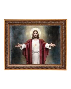 12" x 16" Chambers: Welcoming Jesus Print in 15.5" x 19.5" Vintage Bronze Acanthus Leaves Frame with Velvet Backing and Plexiglass