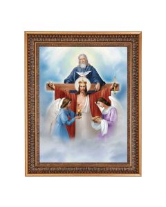 12" x 16" Holy Trinity with Angels Print in 15.5" x 19.5" Vintage Bronze Acanthus Leaves Frame with Velvet Backing and Plexiglass