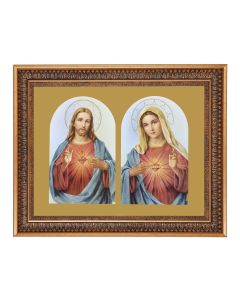 15.5" x 19.5" Vintage Bronze Acanthus Leaves Frame with Velvet Backing and Plexiglass with a 12" x 16" The Sacred Hearts Print 