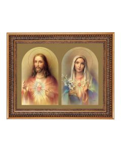 12" x 16" Sacred Hearts Print in 15.5" x 19.5" Vintage Bronze Acanthus Leaves Frame with Velvet Backing and Plexiglass
