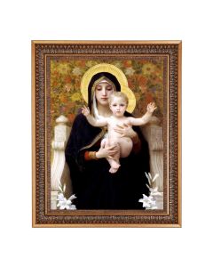 12" x 16" Bouguereau: Madonna of the Lilies Print in 15.5" x 19.5" Vintage Bronze Acanthus Leaves Frame with Velvet Backing and Plexiglass