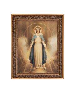 12" x 16" Chambers: Miraculous Mary Print in 15.5" x 19.5" Vintage Bronze Acanthus Leaves Frame with Velvet Backing and Plexiglass