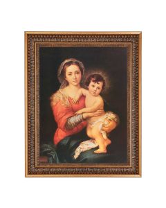 12" x 16" Murillo: Madonna and Child Print in 15.5" x 19.5" Vintage Bronze Acanthus Leaves Frame with Velvet Backing and Plexiglass