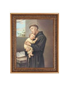 12" x 16" St. Anthony Print in 15.5" x 19.5" Vintage Bronze Acanthus Leaves Frame with Velvet Backing and Plexiglass