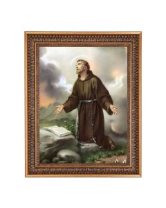 12" x 16" St. Francis of Assisi Print in 15.5" x 19.5" Vintage Bronze Acanthus Leaves Frame with Velvet Backing and Plexiglass